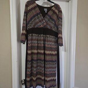 Multicolor Chevron Midi Dress
